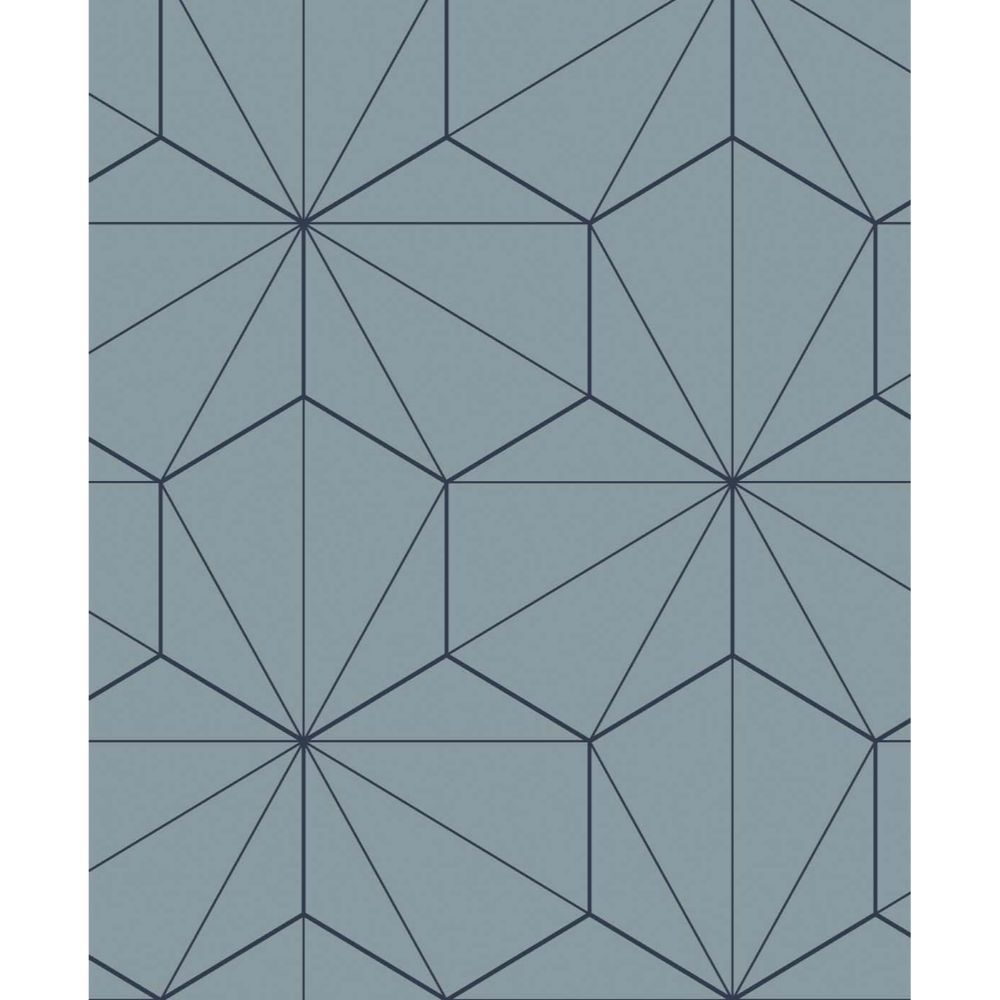 Seabrook Wallpaper ET11302 Hedron Geometric in Pastel Blue & Midnight